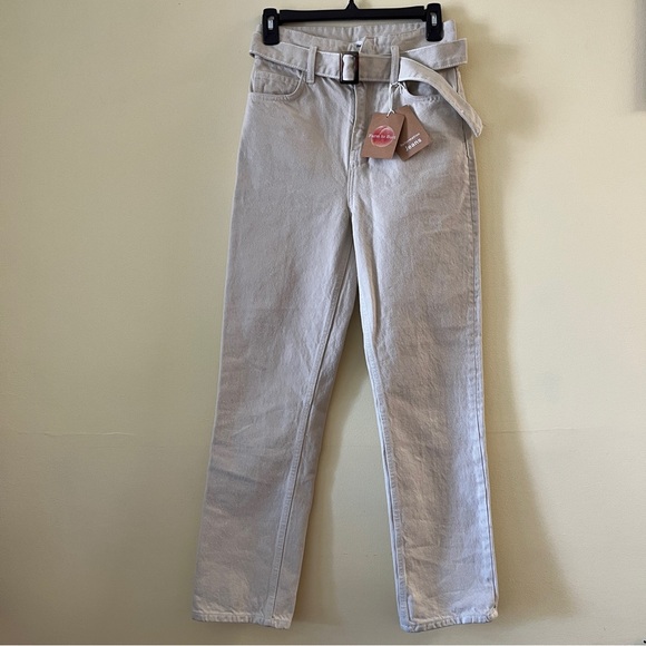 NWT Reformation Cynthia Belted High Rise Straight Jeans in Bone Cream Size 25 - Picture 5 of 16